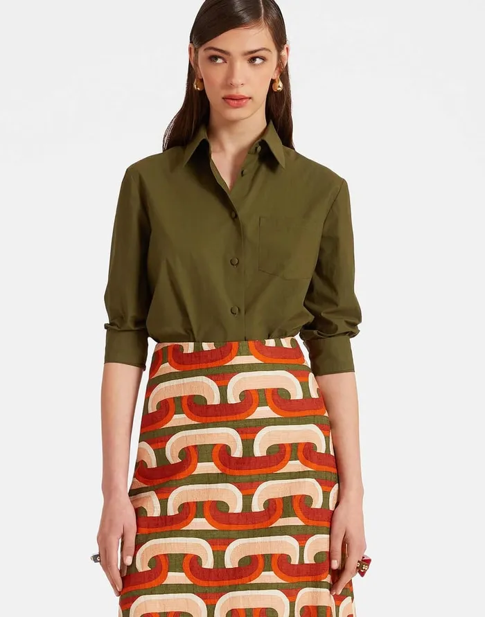 La Doublej Boy Shirt Solid Camouflage In Crisp Poplin Women Shirts and Tops