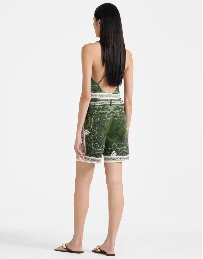 La Doublej Boyfriend Shorts Mirage Place Green In Cotton Drill Women Shorts and Pants