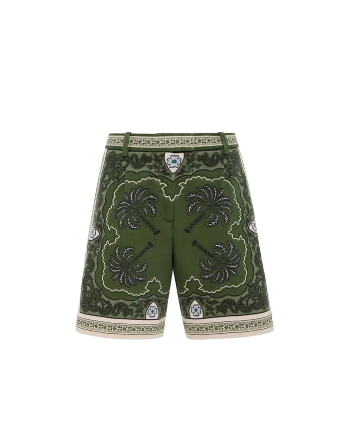 La Doublej Boyfriend Shorts Mirage Place Green In Cotton Drill Women Shorts and Pants