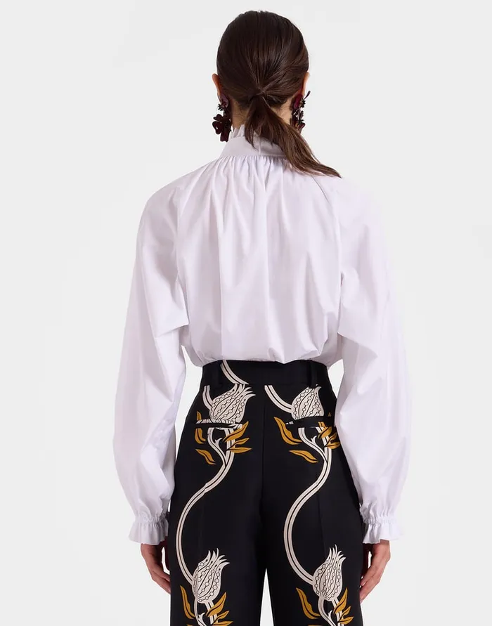 La Doublej Cerere Blouse Solid White In Tailor Poplin Women Shirts and Tops