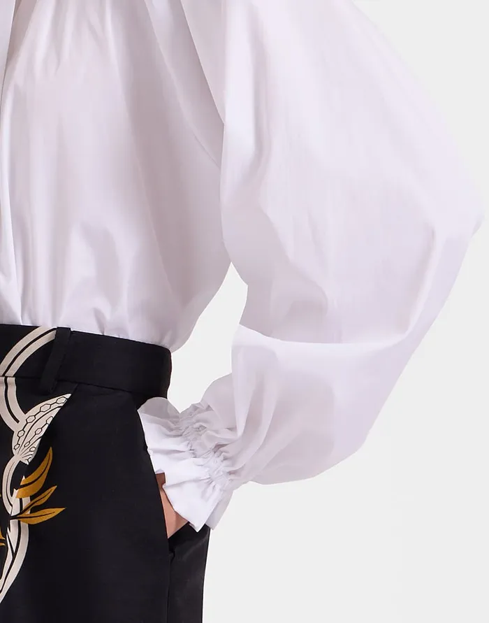 La Doublej Cerere Blouse Solid White In Tailor Poplin Women Shirts and Tops