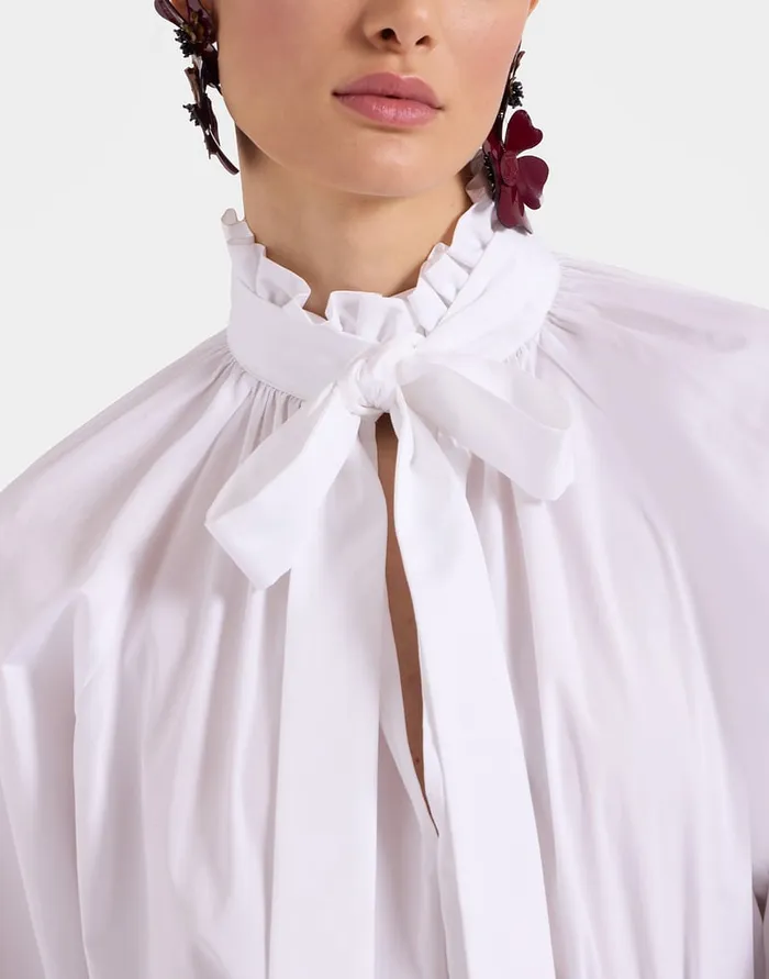 La Doublej Cerere Blouse Solid White In Tailor Poplin Women Shirts and Tops