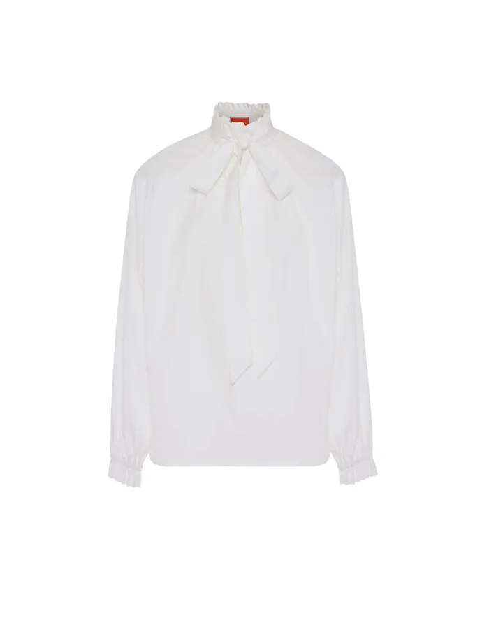 La Doublej Cerere Blouse Solid White In Tailor Poplin Women Shirts and Tops