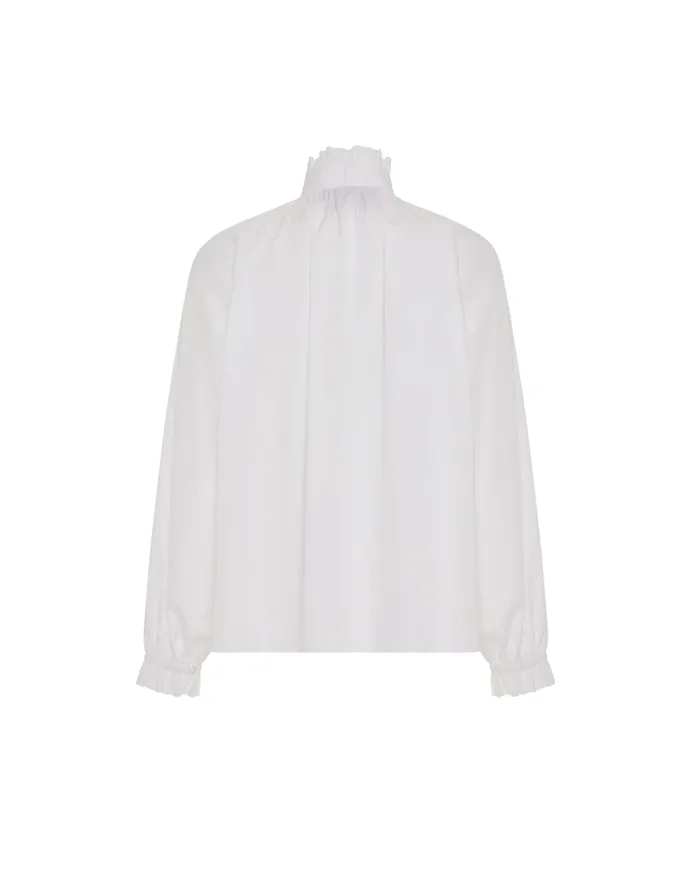 La Doublej Cerere Blouse Solid White In Tailor Poplin Women Shirts and Tops
