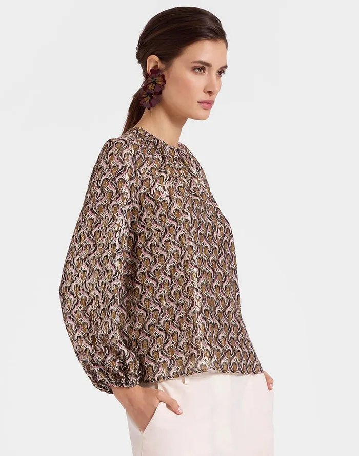 La Doublej Charming Top Jive Pink In Lurex Fil Coup Women Shirts and Tops
