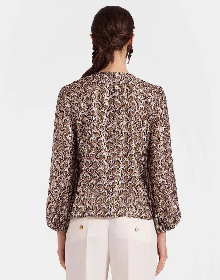 La Doublej Charming Top Jive Pink In Lurex Fil Coup Women Shirts and Tops