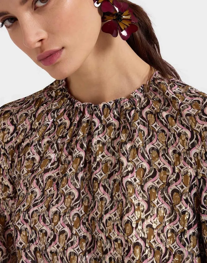 La Doublej Charming Top Jive Pink In Lurex Fil Coup Women Shirts and Tops