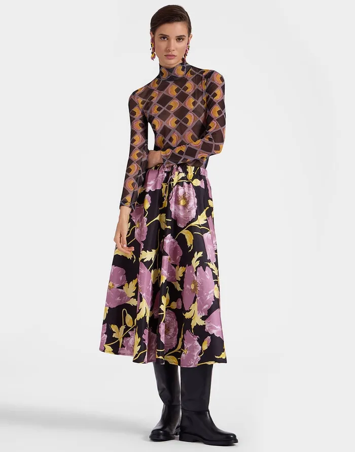 La Doublej Drawstring Skirt Sylph Black In Light Faille Women Skirts