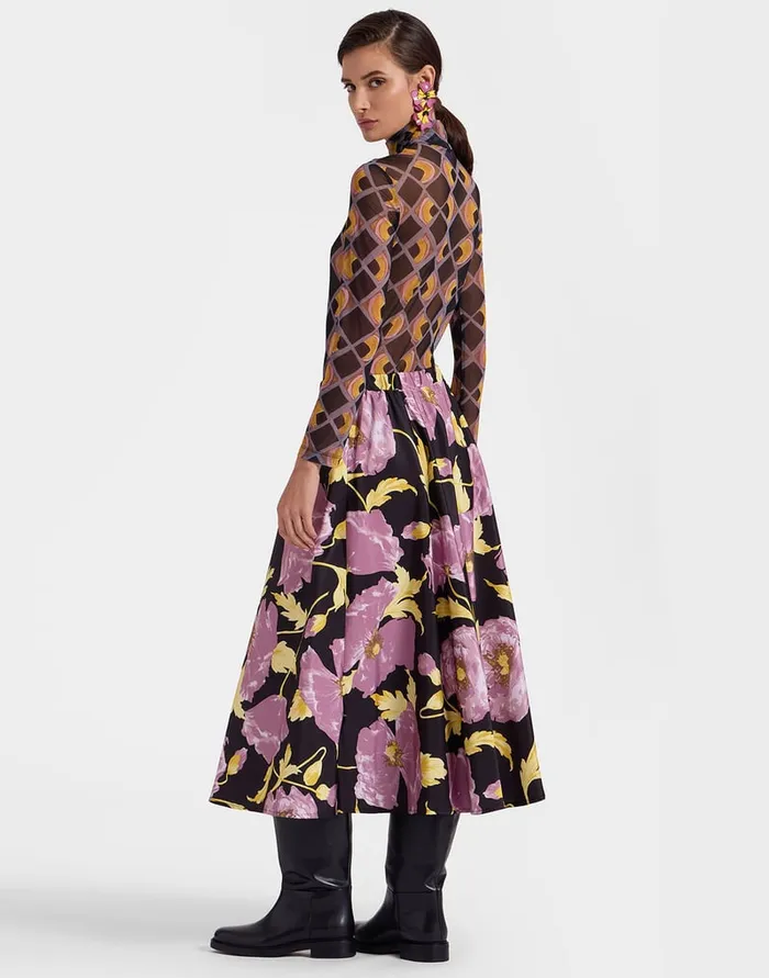 La Doublej Drawstring Skirt Sylph Black In Light Faille Women Skirts