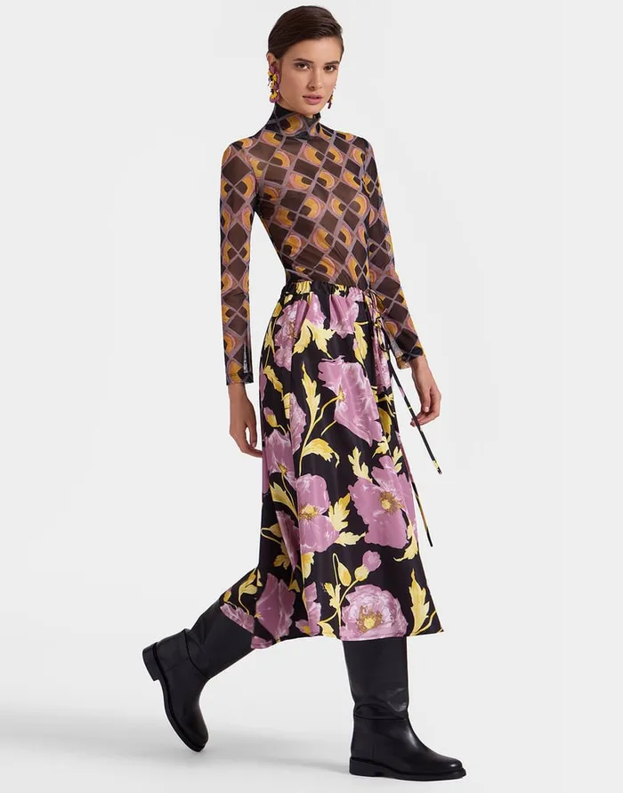 La Doublej Drawstring Skirt Sylph Black In Light Faille Women Skirts