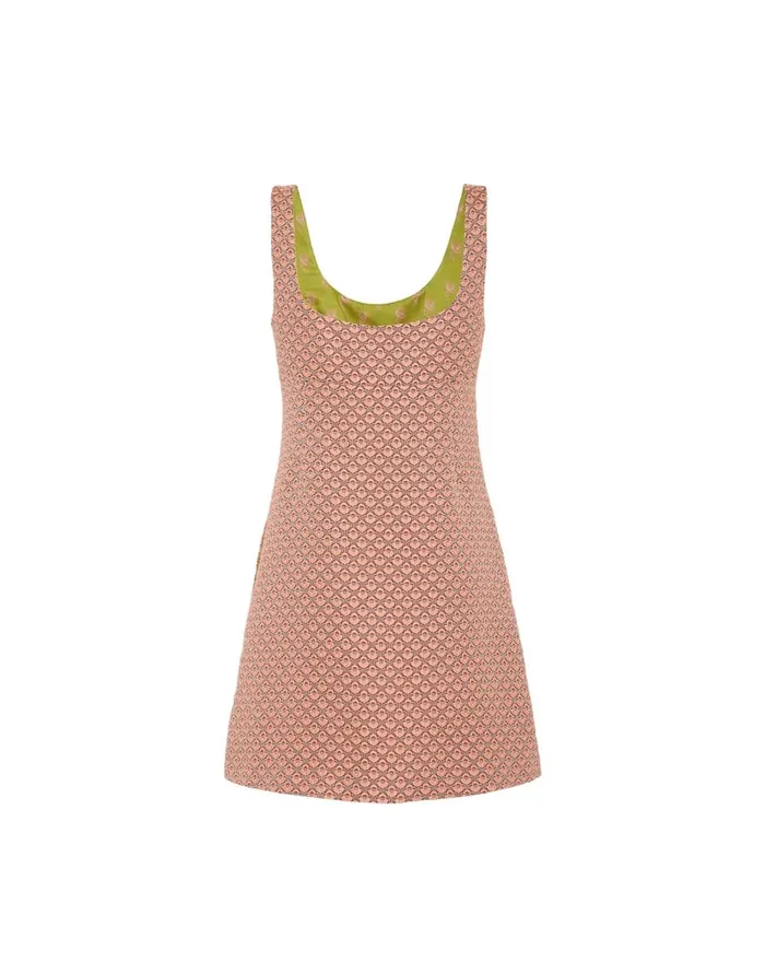 La Doublej Ella Mini Dress Tulip Pale Pink In Jacquard Embroidered Women Party Dressing