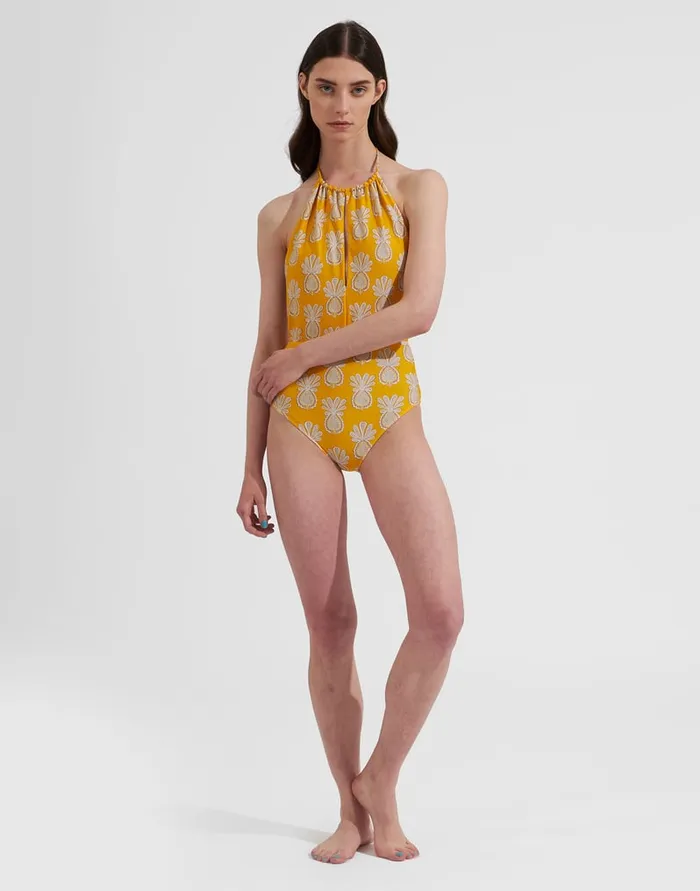 La Doublej Esther Swimsuit Pineapple Sunflower In Lycra Women Swimwear