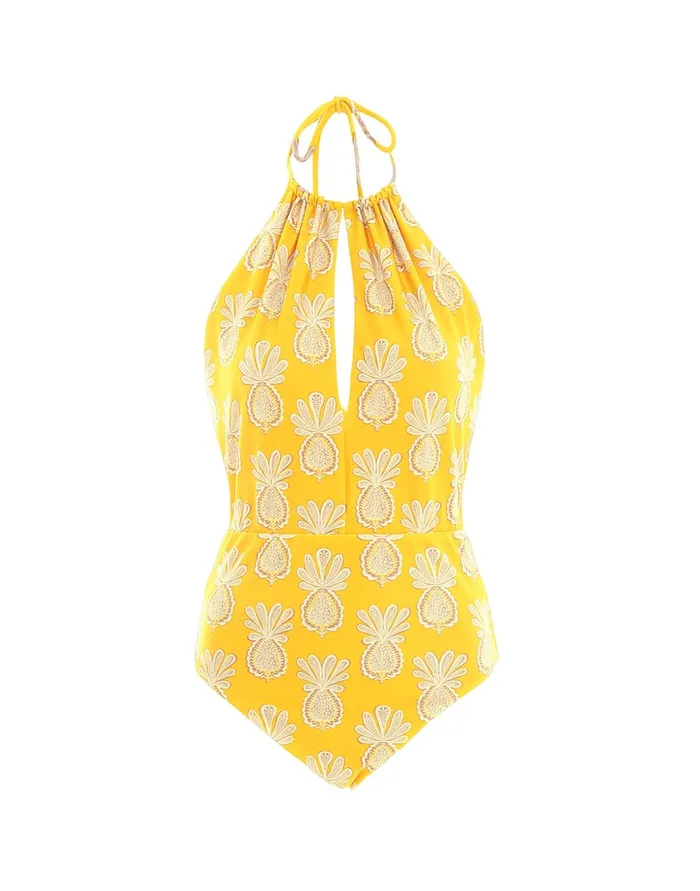 La Doublej Esther Swimsuit Pineapple Sunflower In Lycra Women Swimwear