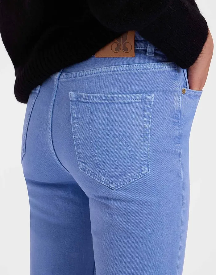 La Doublej Fancy Crop Jeans With Feathers Light Blue In Denim Women Shorts and Pants