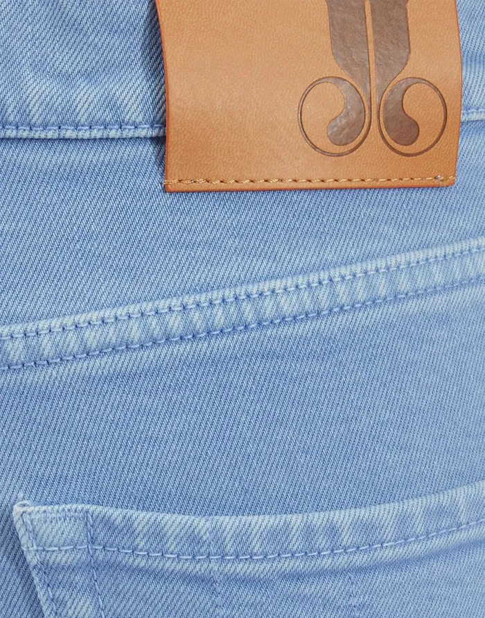 La Doublej Fancy Crop Jeans With Feathers Light Blue In Denim Women Shorts and Pants