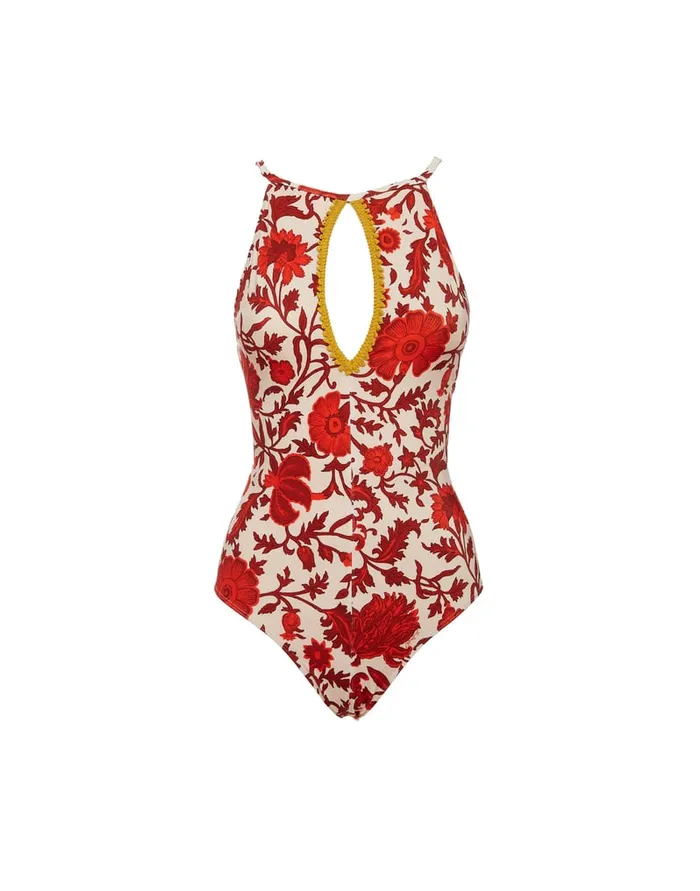 La Doublej Fonda Swimsuit Dragonflower Mini Red In Lycra Women Swimwear