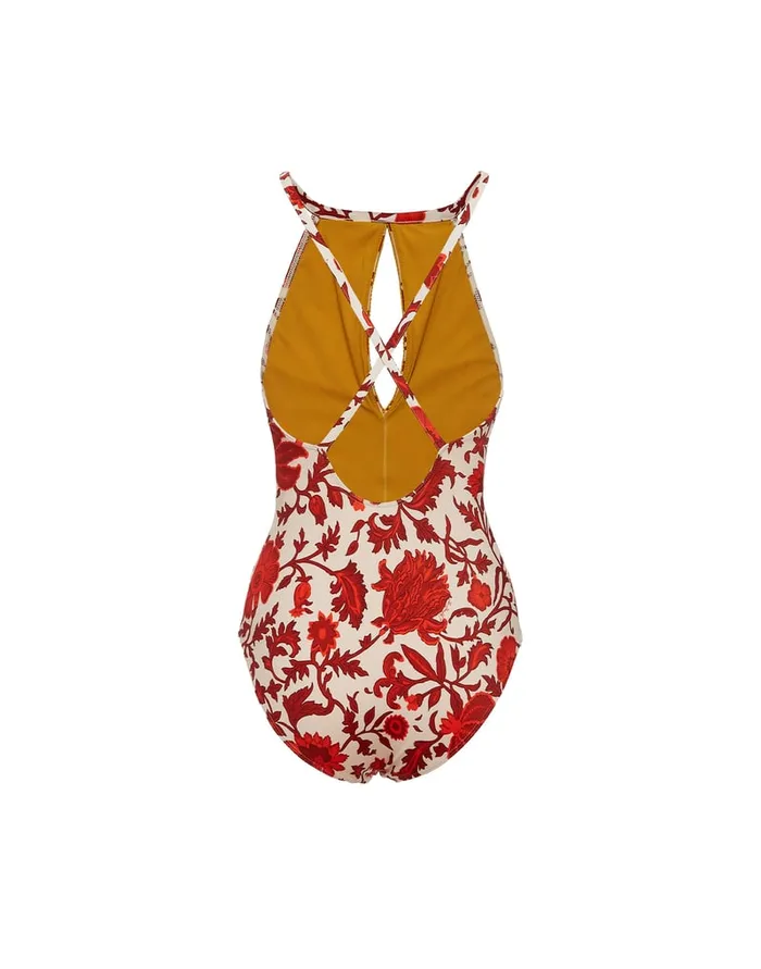 La Doublej Fonda Swimsuit Dragonflower Mini Red In Lycra Women Swimwear