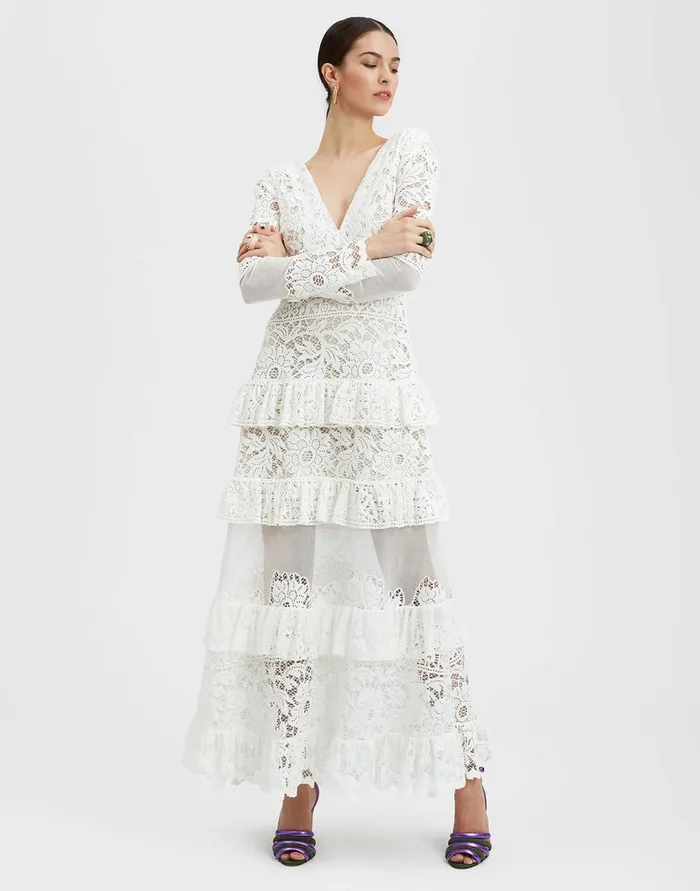 La Doublej Footloose Lacey Dress White In Cotton Lace Women Dresses
