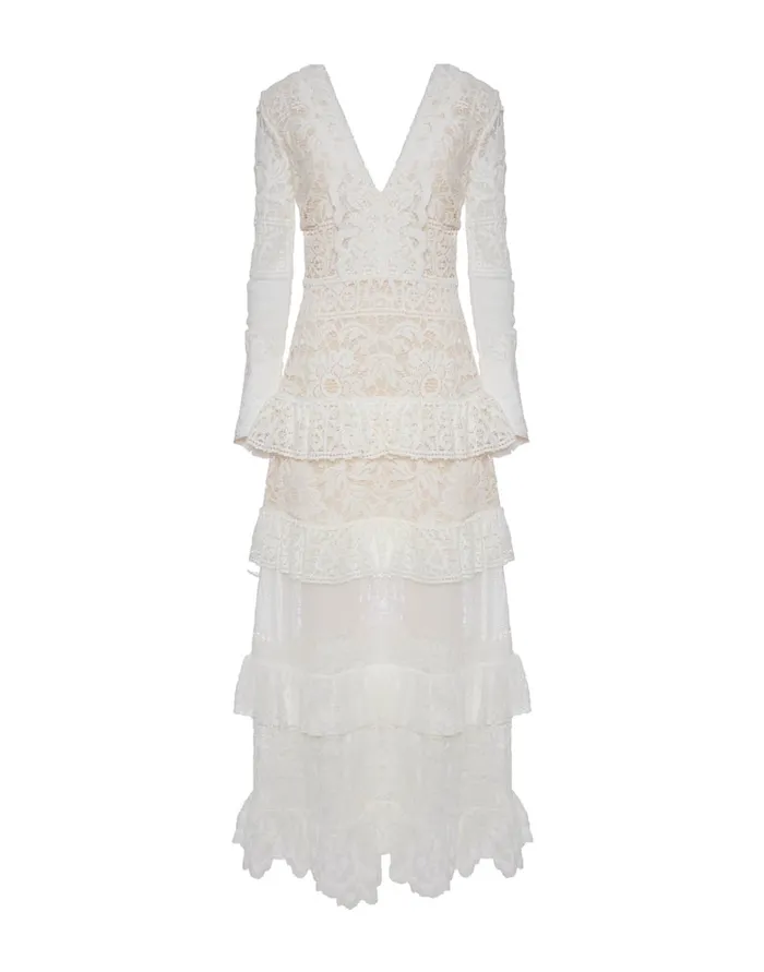 La Doublej Footloose Lacey Dress White In Cotton Lace Women Dresses
