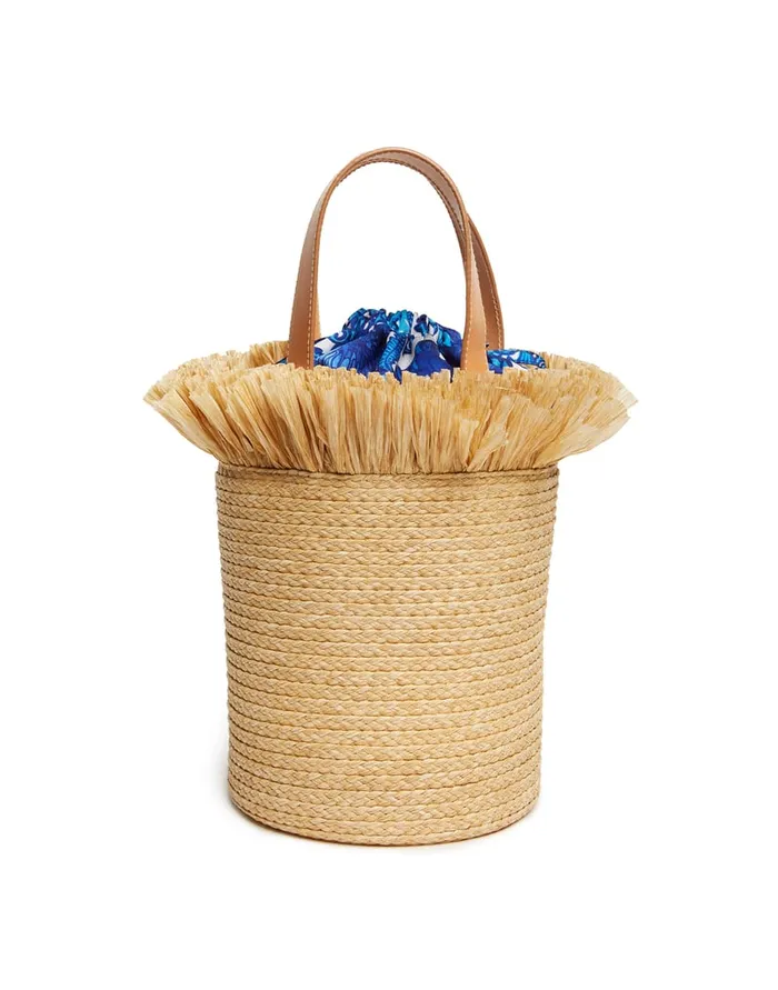 La Doublej Fringe Secchiello Solid Light Beige In Raffia Spagna Women Bags and Pochettes