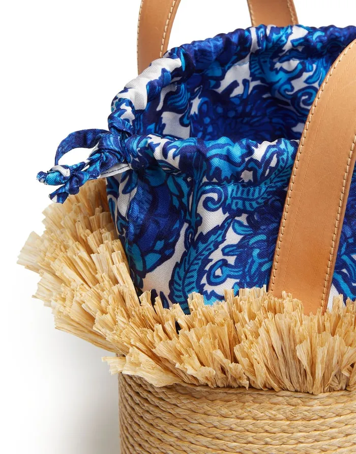 La Doublej Fringe Secchiello Solid Light Beige In Raffia Spagna Women Bags and Pochettes