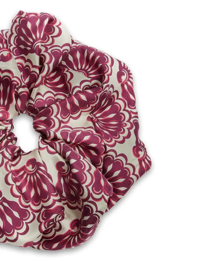 La Doublej Giga Scrunchie Fans Purple In Silk Twill Women Hair Accessories