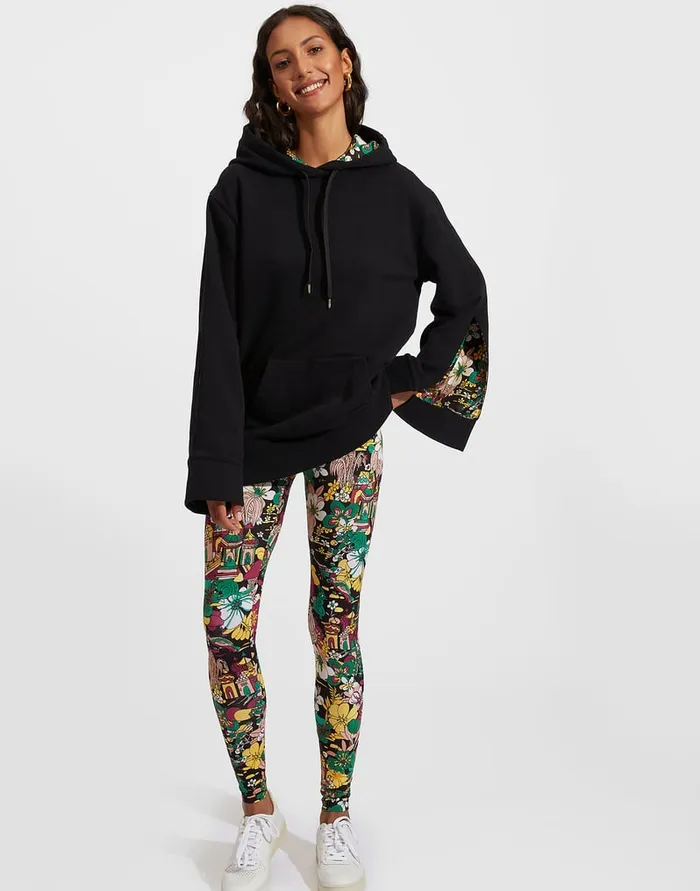 La Doublej Girlfriend Hoodie Solid Black In Jersey Women TShirts and Sweatshirts