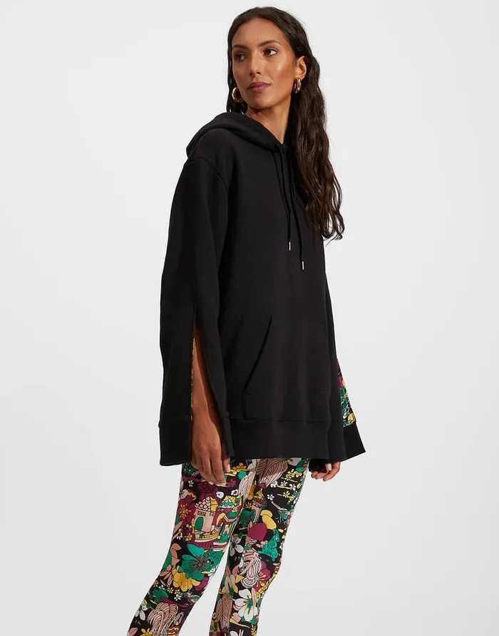 La Doublej Girlfriend Hoodie Solid Black In Jersey Women TShirts and Sweatshirts