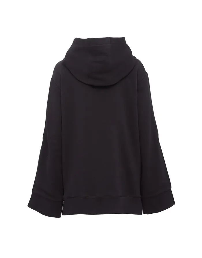 La Doublej Girlfriend Hoodie Solid Black In Jersey Women TShirts and Sweatshirts