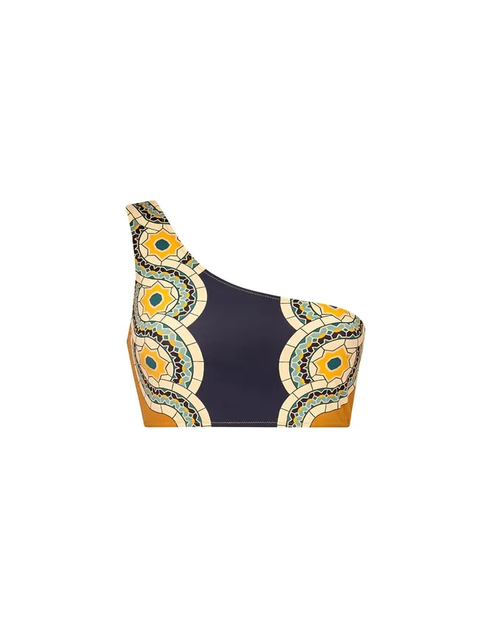 La Doublej Goddess Top Mudejar Place Blue In Supreme Lycra Women Swimwear