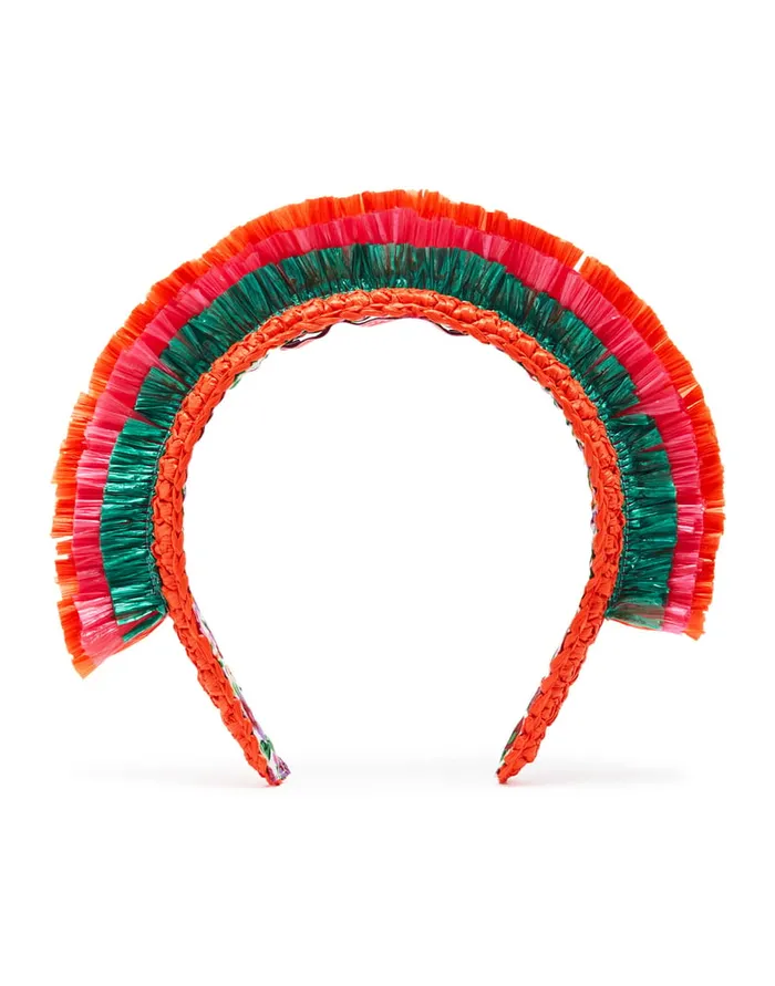 La Doublej Halo Headband Solid Orange In Raffia Crochet Women Hair Accessories