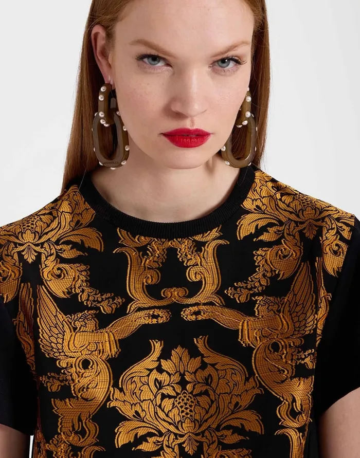 La Doublej La Scala Tee Cherubs Black In Fil Coup With Feathers Women Party Dressing