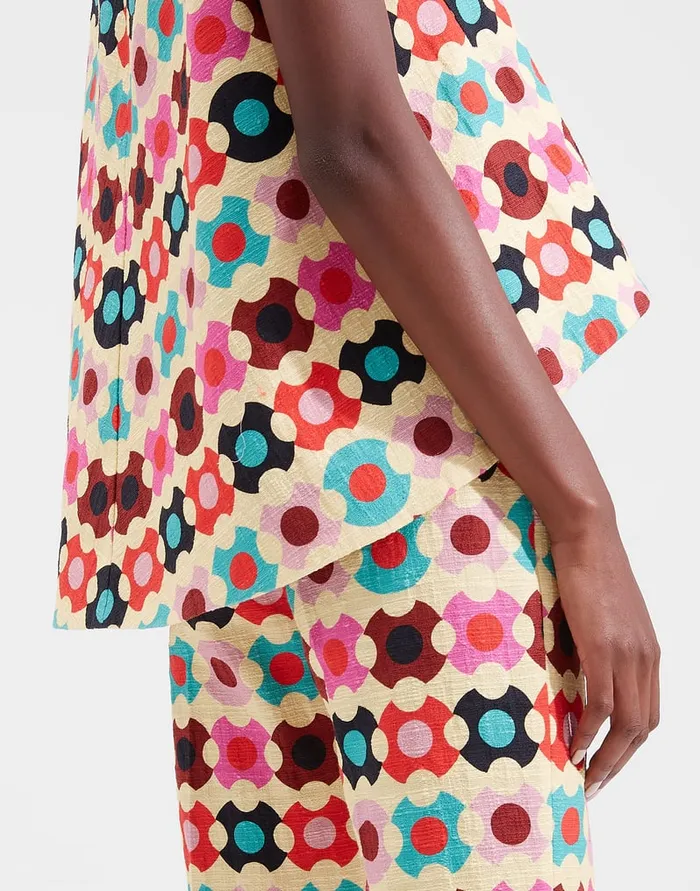 La Doublej La Scala Top Groovy Dot Giallo In Shot Cotton Women Shirts and Tops