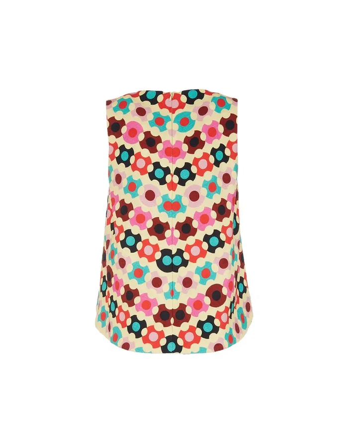 La Doublej La Scala Top Groovy Dot Giallo In Shot Cotton Women Shirts and Tops