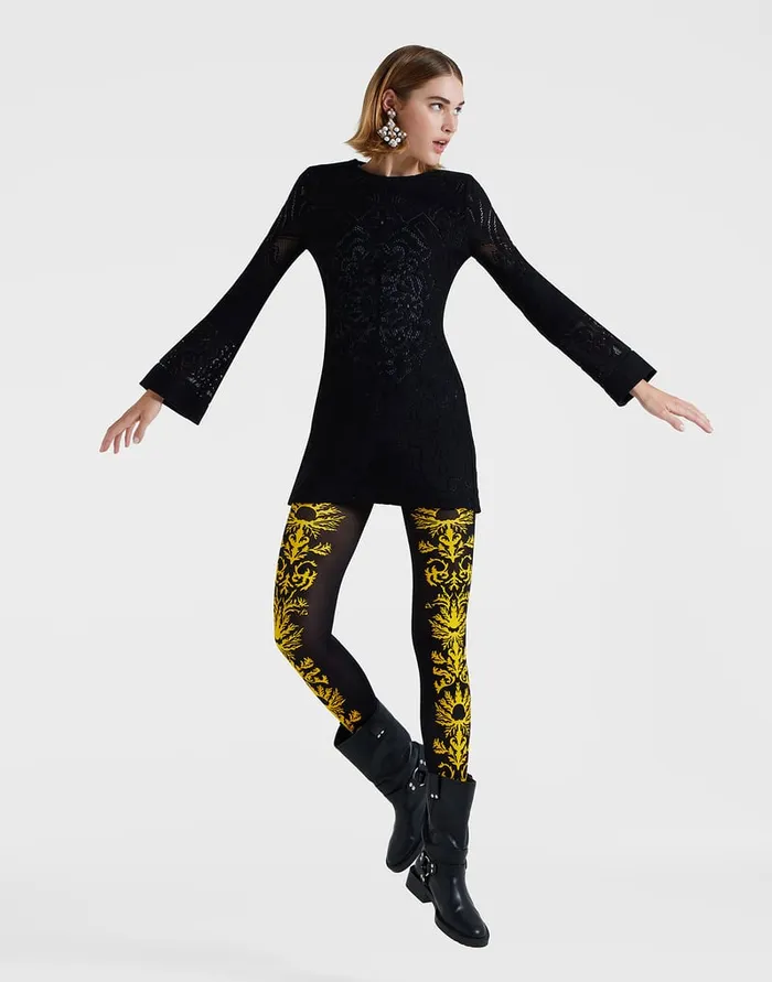 La Doublej Lacey Mini Supreme Swing Dress Solid Black In Embroidered Cotton Women Dresses