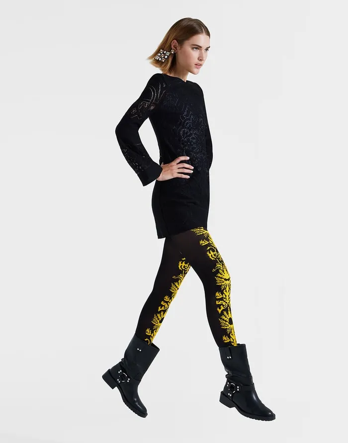 La Doublej Lacey Mini Supreme Swing Dress Solid Black In Embroidered Cotton Women Dresses