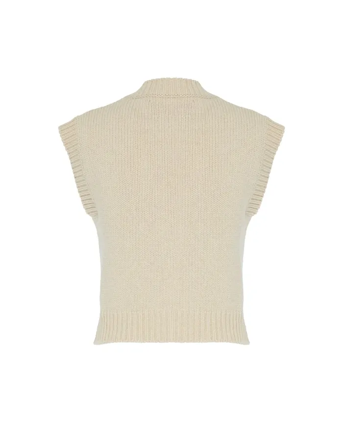 La Doublej Lampone Vest Beige In Wool Embroidered Women Knitwear