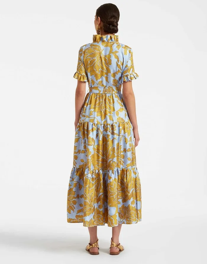 La Doublej Long And Sassy Dress Tangle Light Blue In Silk Twill Women Dresses