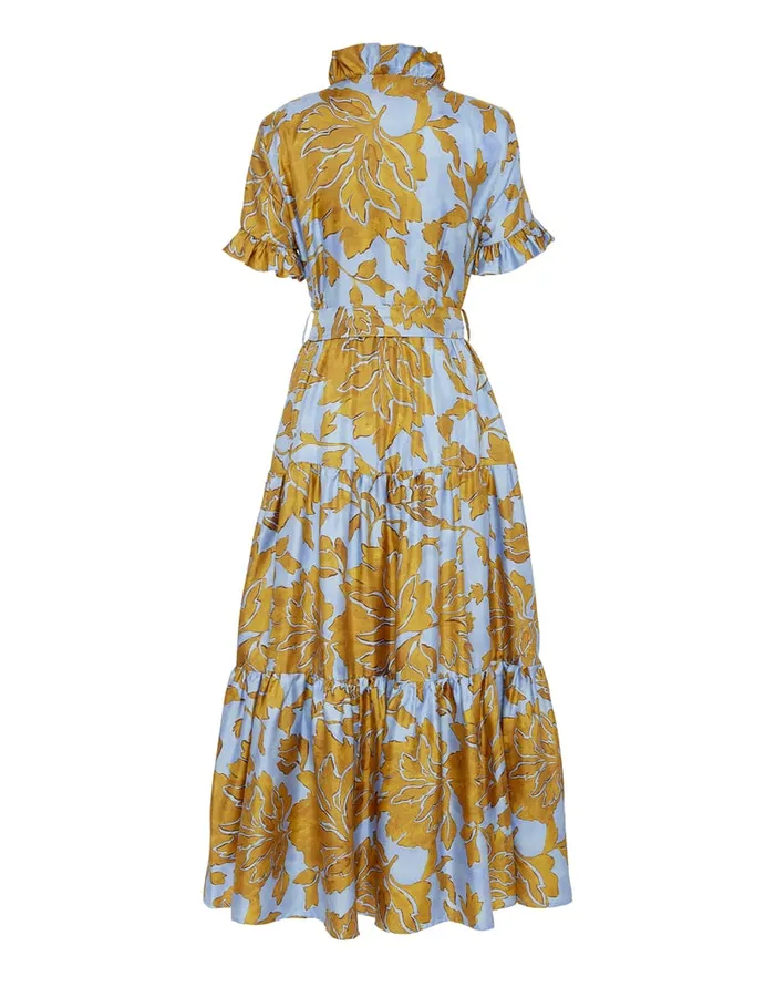 La Doublej Long And Sassy Dress Tangle Light Blue In Silk Twill Women Dresses