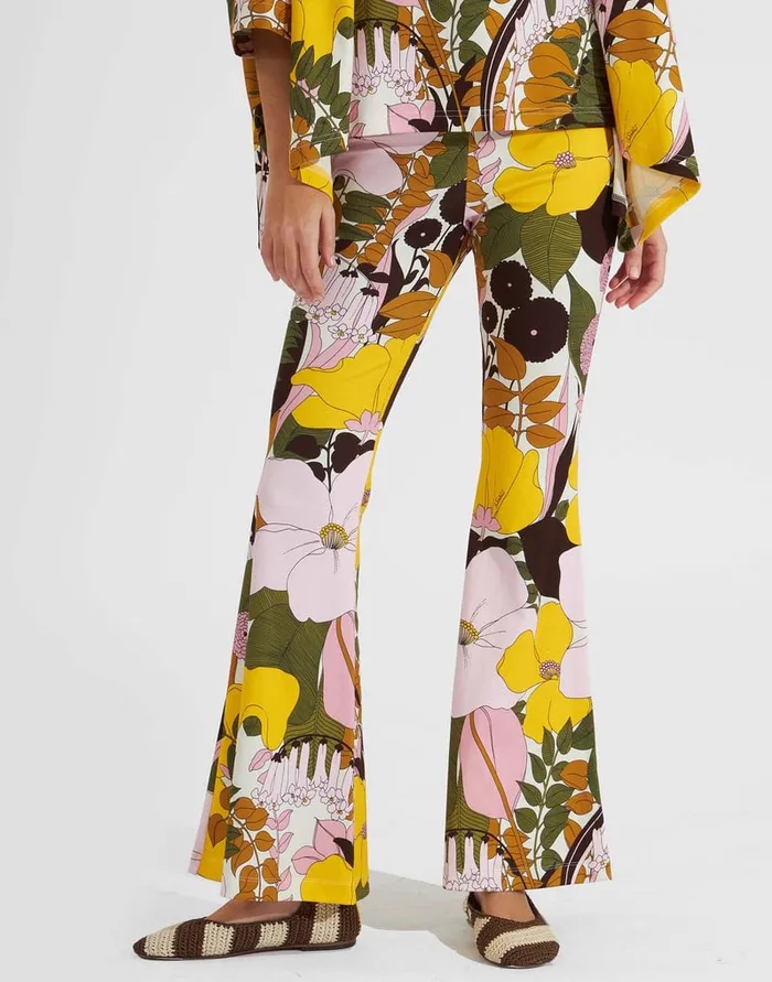 La Doublej Meditation Pants Big Flower Rose In Cotton Women Loungewear