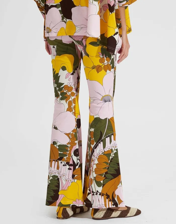 La Doublej Meditation Pants Big Flower Rose In Cotton Women Loungewear