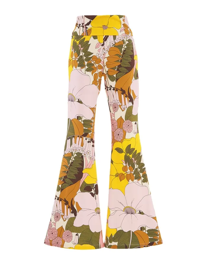 La Doublej Meditation Pants Big Flower Rose In Cotton Women Loungewear