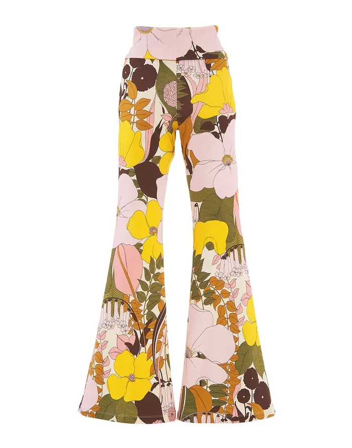 La Doublej Meditation Pants Big Flower Rose In Cotton Women Loungewear