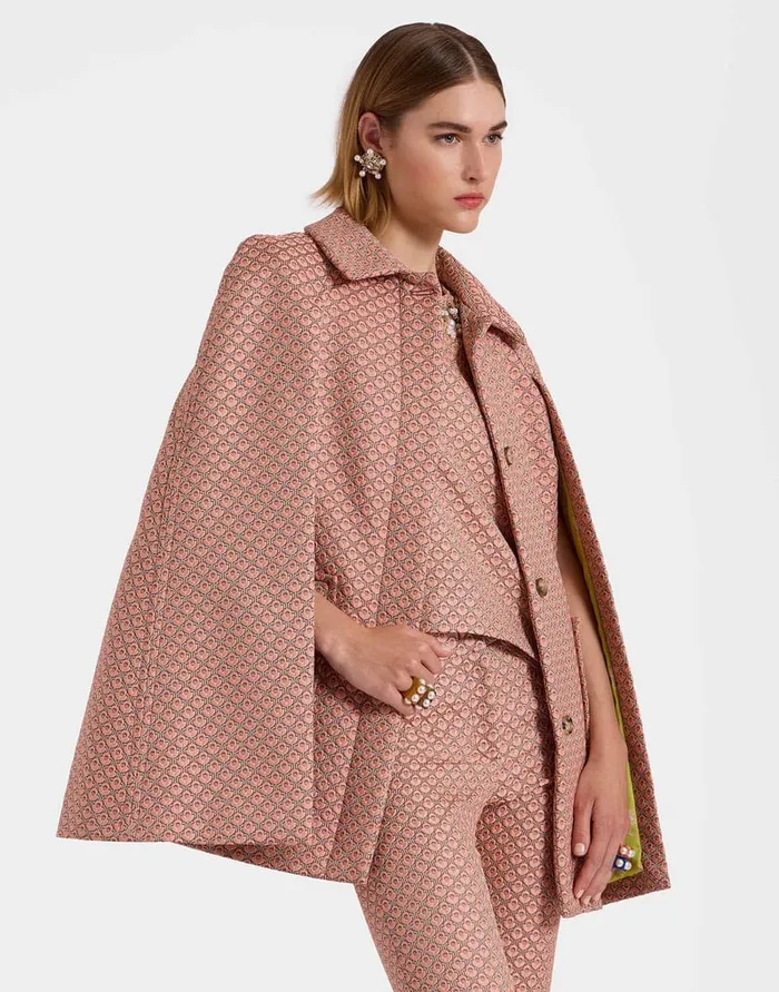 La Doublej Milano Mini Cape Tulip Pale Pink In Jacquard Women Party Dressing