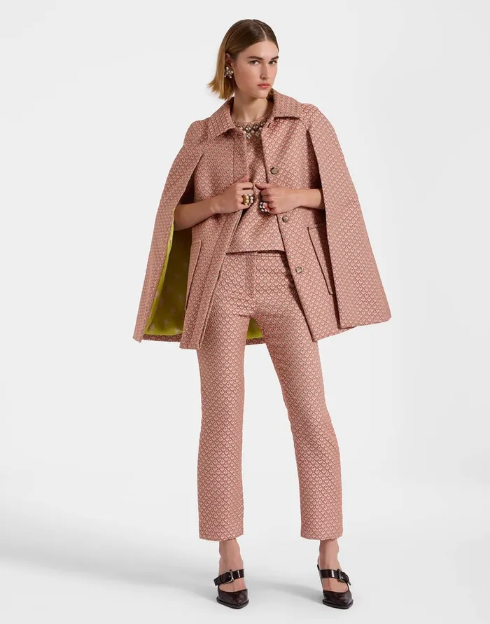 La Doublej Milano Mini Cape Tulip Pale Pink In Jacquard Women Party Dressing
