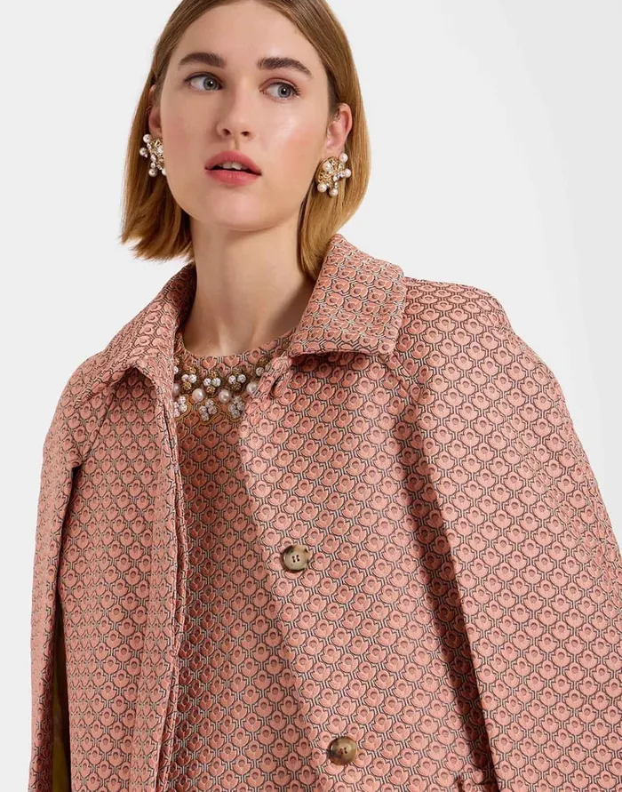 La Doublej Milano Mini Cape Tulip Pale Pink In Jacquard Women Party Dressing