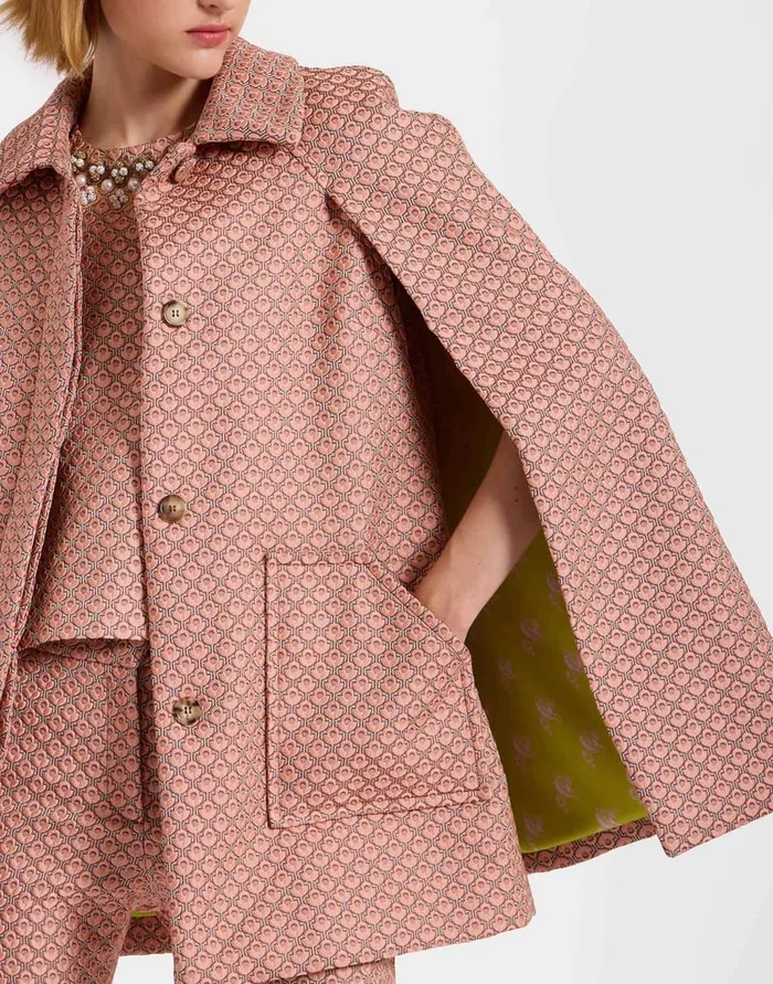La Doublej Milano Mini Cape Tulip Pale Pink In Jacquard Women Party Dressing
