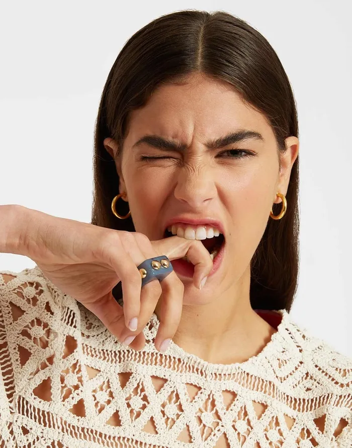 La Doublej Nefertiti Ring Solid Teal In Acrylic Resin Women Jewelry