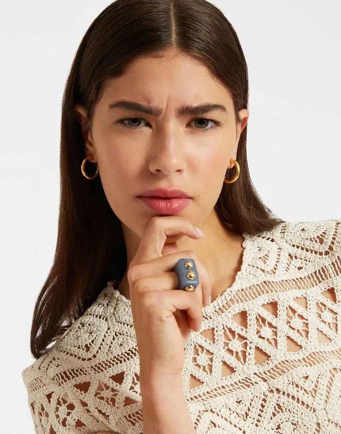 La Doublej Nefertiti Ring Solid Teal In Acrylic Resin Women Jewelry