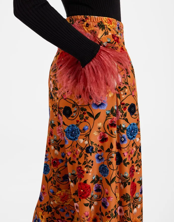 La Doublej Palazzo Pants Botticelli Rust In Velvet Stretch Women Shorts and Pants
